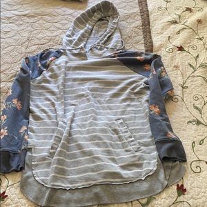 Large Pull Over Floral/Stripe Hoodie